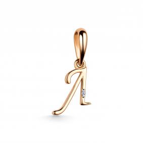 Подвеска-буква из золочёного серебра Л АЛЬКОР с бриллиантом 03-3566/000Б-06 03-3566/000Б-06 фото