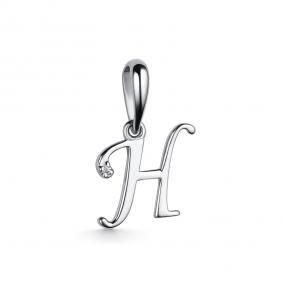 Серебряная подвеска-буква Н АЛЬКОР с бриллиантом 03-3570/000Б-00 03-3570/000Б-00 фото