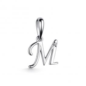 Серебряная подвеска-буква М АЛЬКОР с бриллиантом 03-3571/000Б-00 03-3571/000Б-00 фото