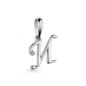 Серебряная подвеска-буква И АЛЬКОР с бриллиантом 03-3573/000Б-00 03-3573/000Б-00 фото