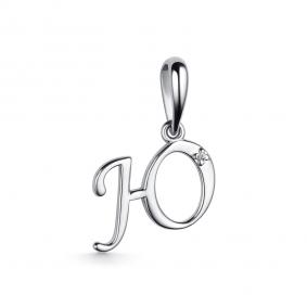 Серебряная подвеска-буква Ю АЛЬКОР с бриллиантом 03-3577/000Б-00 03-3577/000Б-00 фото