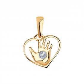 Золотая подвеска Ручка младенца Золотые узоры с цирконом 03-3615 03-3615 фото