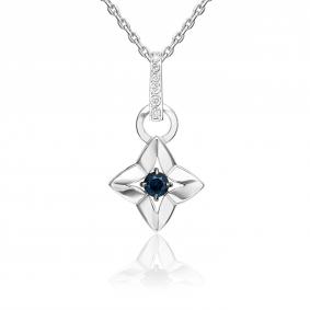 Подвеска из белого золота Platina 03-3622-00-105-1120 с бриллиантом и сапфиром 03-3622-00-105-1120 фото