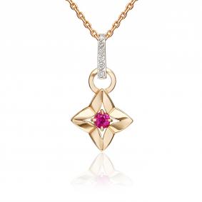 Золотая подвеска Platina 03-3622-00-107-1110 с бриллиантом и рубином 03-3622-00-107-1110 фото