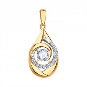 Золотая подвеска Золотые узоры 03-3637 с цирконием 03-3637 фото
