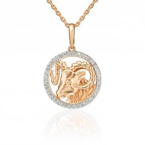 Золотая подвеска Знак зодиака Овен Platina с фианитом 03-3641-00-401-1110 03-3641-00-401-1110 фото