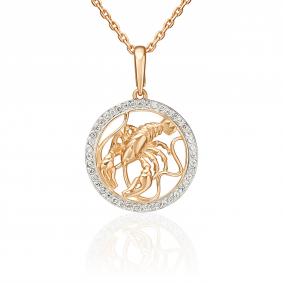 Золотая подвеска Знак зодиака Рак Platina с фианитом 03-3641-03-401-1110 03-3641-03-401-1110 фото
