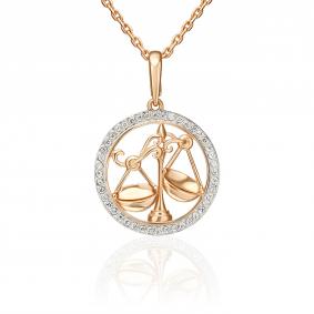 Золотая подвеска Знак зодиака Весы Platina с фианитом 03-3641-06-401-1110 03-3641-06-401-1110 фото