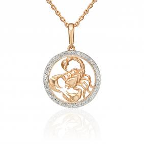 Золотая подвеска Знак зодиака Скорпион Platina с фианитом 03-3641-07-401-1110 03-3641-07-401-1110 фото