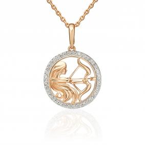 Золотая подвеска Знак зодиака Стрелец Platina с фианитом 03-3641-08-401-1110 03-3641-08-401-1110 фото