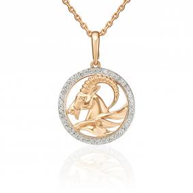 Золотая подвеска Знак зодиака Козерог Platina с фианитом 03-3641-09-401-1110 03-3641-09-401-1110 фото