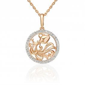 Золотая подвеска Знак зодиака Водолей Platina с фианитом 03-3641-10-401-1110 03-3641-10-401-1110 фото