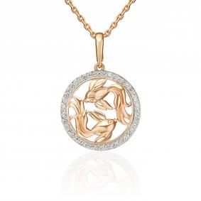 Золотая подвеска Знак зодиака Рыбы Platina с фианитом 03-3641-11-401-1110 03-3641-11-401-1110 фото