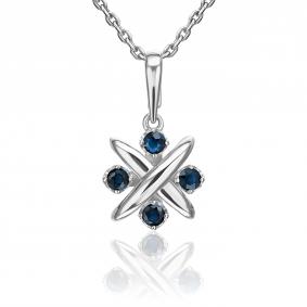 Подвеска из белого золота Platina 03-3653-00-102-1120 с сапфиром 03-3653-00-102-1120 фото