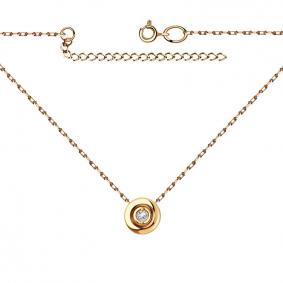 Золотое колье Золотые узоры 03-3677 с цирконием 03-3677 фото