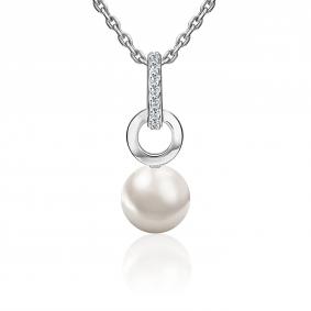 Серебряная подвеска Platina 03-3686-00-302-0200 с фианитом и жемчугом 03-3686-00-302-0200 фото