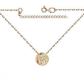 Золотое колье Золотые узоры 03-3687 с цирконием 03-3687 фото