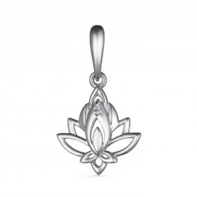 Серебряная подвеска АЛЬКОР 03-3747/000Б-00 с бриллиантом 03-3747/000Б-00 фото