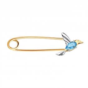 Золотая булавка Золотые узоры 03-3791 с цирконием 03-3791 фото