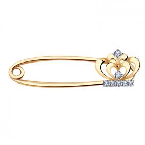 Золотая булавка Золотые узоры 03-3792 с цирконием 03-3792 фото