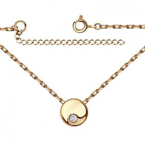 Золотое колье Золотые узоры 03-3814 с цирконием 03-3814 фото