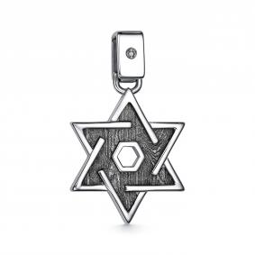 Серебряная подвеска АЛЬКОР 03-3834/00ЧБ-17 с чёрным бриллиантом 03-3834/00ЧБ-17 фото