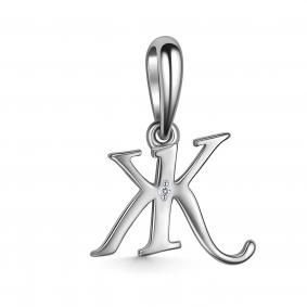 Серебряная подвеска-буква Ж АЛЬКОР с бриллиантом 03-3996/000Б-00 03-3996/000Б-00 фото