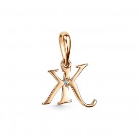 Подвеска-буква из золочёного серебра Ж АЛЬКОР с бриллиантом 03-3996/000Б-06 03-3996/000Б-06 фото