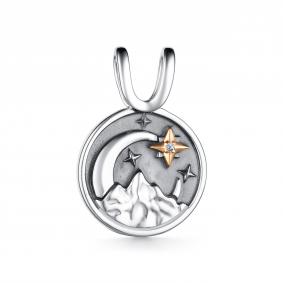 Серебряная подвеска АЛЬКОР с золотой накладкой и бриллиантом 03-4107/000Б-17 03-4107/000Б-17 фото