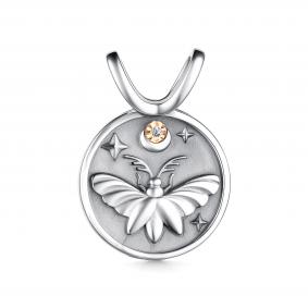 Серебряная подвеска АЛЬКОР с золотой накладкой и бриллиантом 03-4108/000Б-17 03-4108/000Б-17 фото