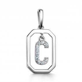 Серебряная подвеска-буква С АЛЬКОР с фианитом 03-4381/00КЦ-00 03-4381/00КЦ-00 фото