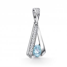 Серебряная подвеска АЛЬКОР 03-4723/00ТБ-00 с топазом и фианитом 03-4723/00ТБ-00 фото