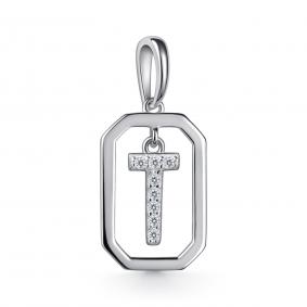 Серебряная подвеска-буква Т АЛЬКОР с фианитом 03-5375/00КЦ-00 03-5375/00КЦ-00 фото
