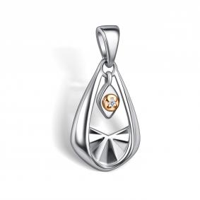 Серебряная подвеска АЛЬКОР с золотой накладкой и бриллиантом 03-5944/000Б-00 03-5944/000Б-00 фото