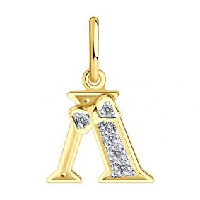 Золотая подвеска SOKOLOV 030658-2 с фианитом 030658-2 фото