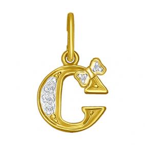 Золотая подвеска SOKOLOV 030668-2 с фианитом 030668-2 фото