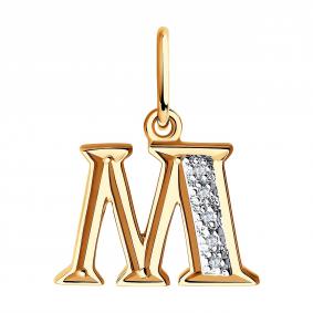 Подвеска из золота-буква М SOKOLOV с фианитом 031098 031098 фото