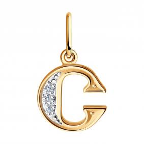 Золотая подвеска-буква С SOKOLOV с фианитом 031101 031101 фото