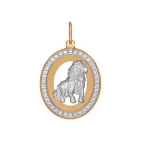 Золотая подвеска Знак зодиака Лев SOKOLOV с фианитом 033541 033541 фото