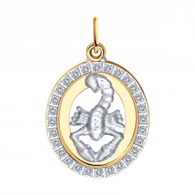 Золотая подвеска Знак зодиака Скорпион SOKOLOV с фианитом 033544 033544 фото