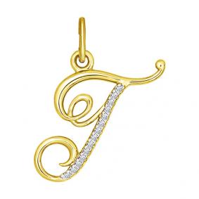 Золотая подвеска-буква Г SOKOLOV с фианитом 034528-2 034528-2 фото