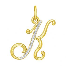Подвеска из золота-буква К SOKOLOV с фианитом 034533-2 034533-2 фото