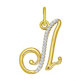 Подвеска из золота-буква Л SOKOLOV с фианитом 034534-2 034534-2 фото