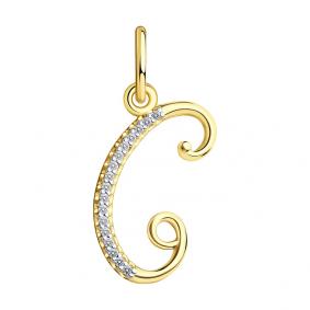 Подвеска-буква С из лимонного золота SOKOLOV с фианитом 034540-2 034540-2 фото
