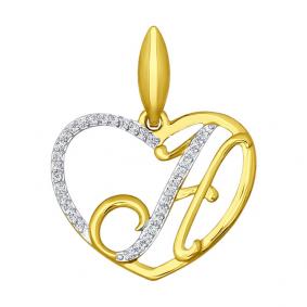 Золотая подвеска SOKOLOV 034659-2 с фианитом 034659-2 фото