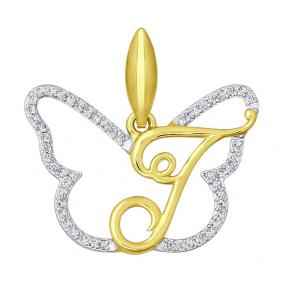 Золотая подвеска SOKOLOV 034686-2 с фианитом 034686-2 фото