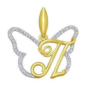 Золотая подвеска SOKOLOV 034695-2 с фианитом 034695-2 фото