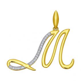 Золотая подвеска SOKOLOV 034707-2 с фианитом 034707-2 фото