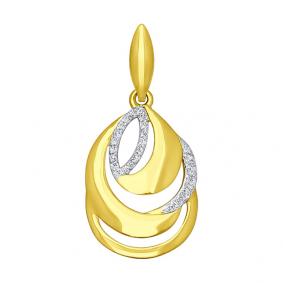 Подвеска из лимонного золота SOKOLOV 034737-2 с фианитом 034737-2 фото