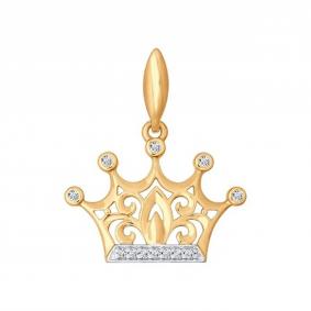 Золотая подвеска SOKOLOV 034783 с фианитом 034783 фото